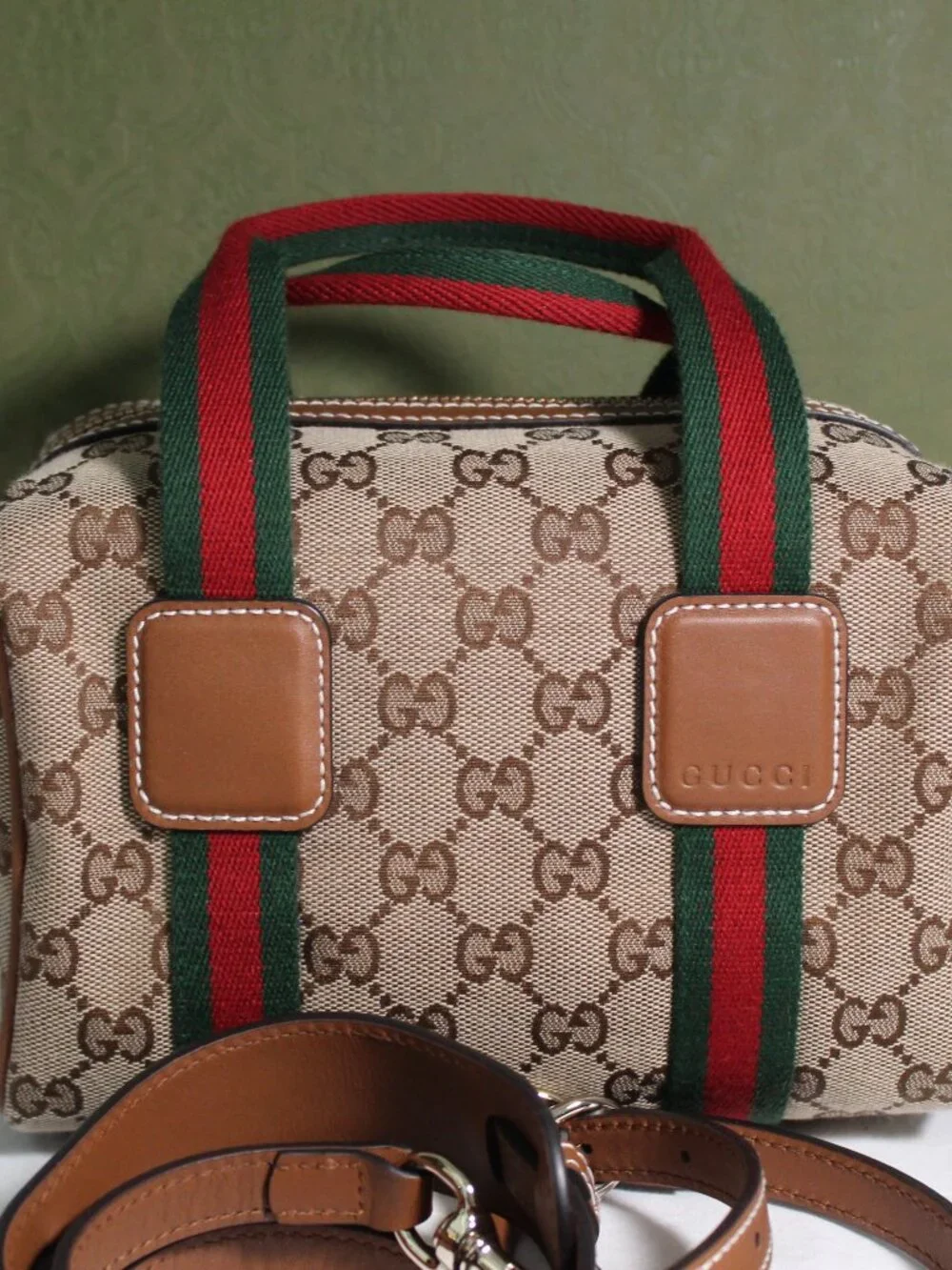 NEW Gucci GG Canvas Web HBG Tote Top Handle Mini Shoulder Bag Crossbody 859975